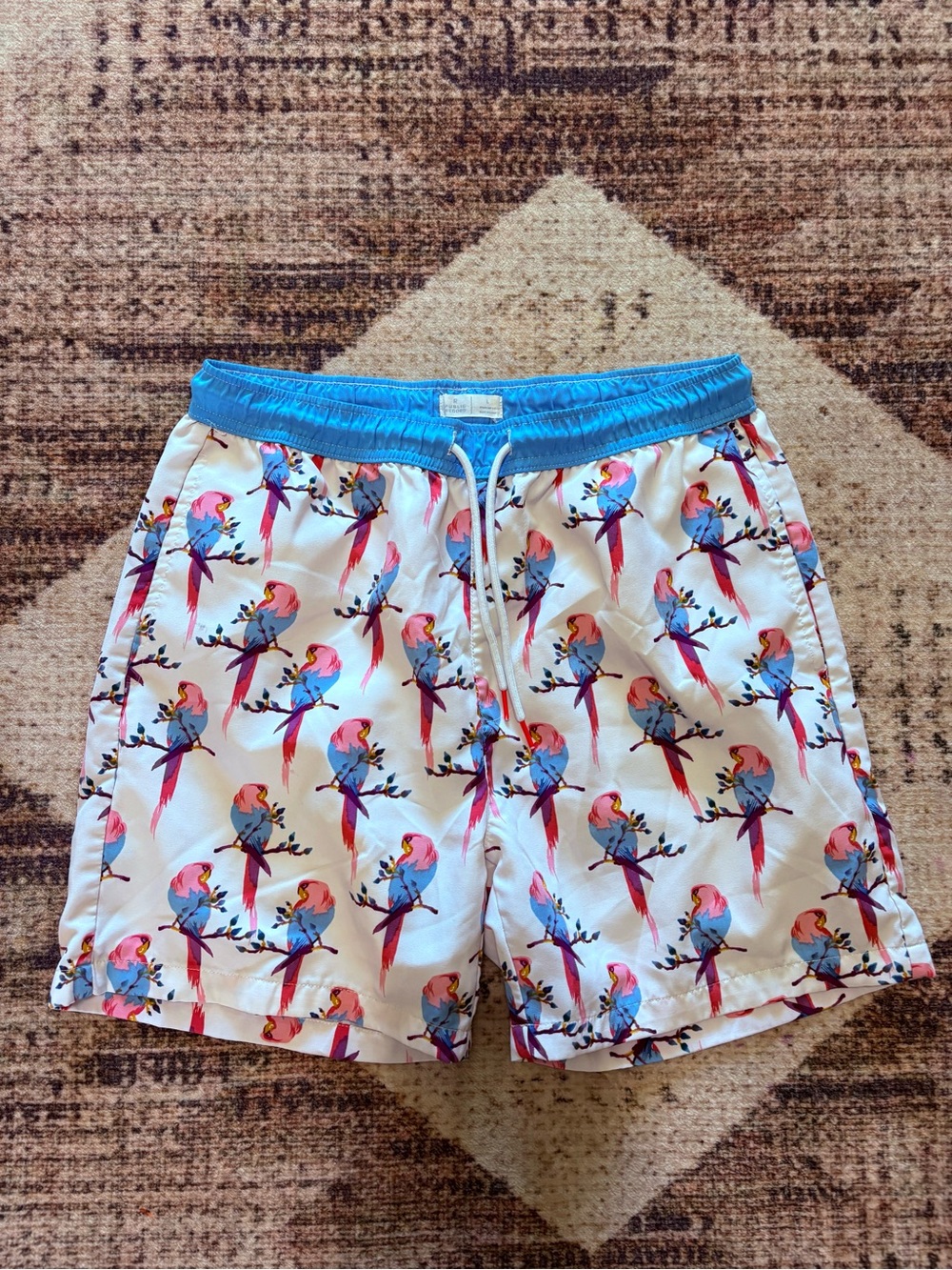 Public Record Men's Parrot Print Swim Trunks Size Large